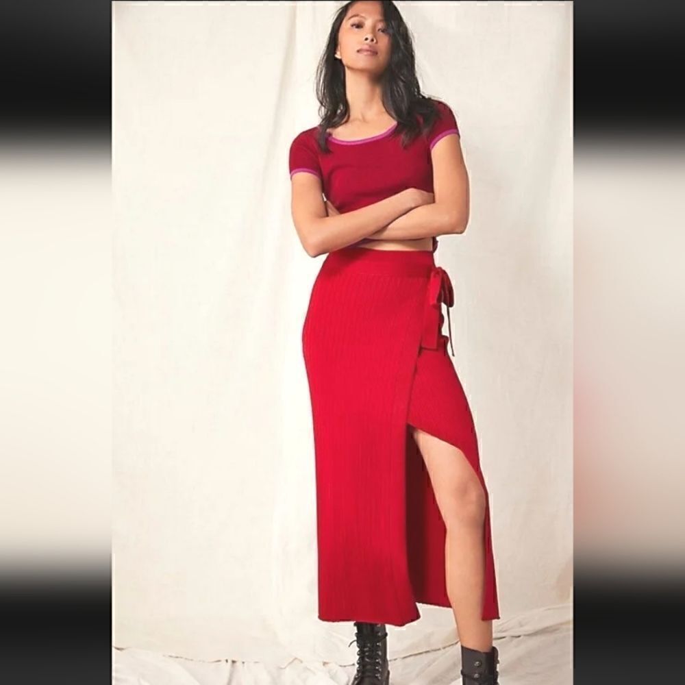 Free People Under Sun Wrap Skirt Red Size L